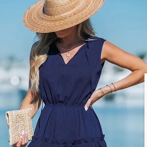 Cupshe Deep Blue Sleeveless Midi Dress